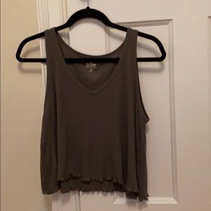army green loose tank top